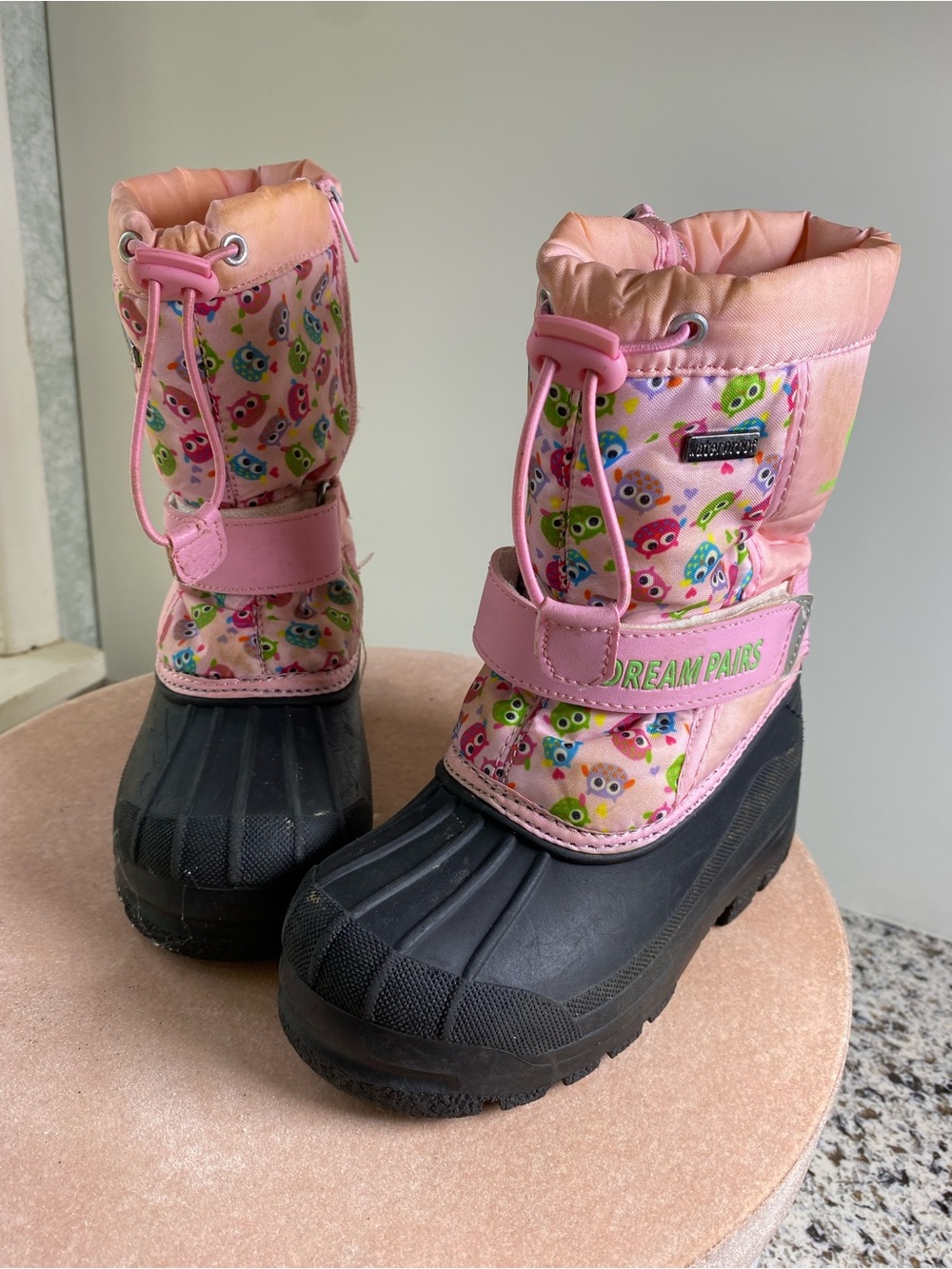 KAMIK‎ Dream Pairs Insulated Winter Snow Boots Pink Owls 10